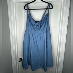 Torrid Tie Front Skater Dress, Chambray Blue
